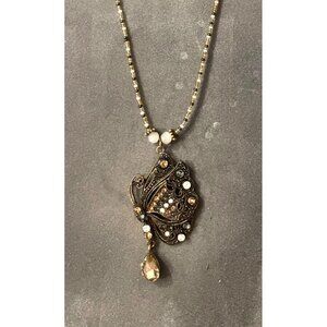 Handcrafted Antique Brass Looking Butterfly Pendant Necklace   # 5018